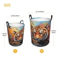 thumbnail image 3 of Balery Colorful Plant Tiger Cesta de ropa redonda con asas, impermeable, independiente, para ropa, juguetes, dormitorio y familia-Small, 3 of 6