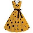 thumbnail image 1 of B91xZ Robes d'Été pour Femmes Robes d'Été Décontractées Col Carré Ourlet à Volants Robe Babydoll Courte, Jaune G, 1 of 3