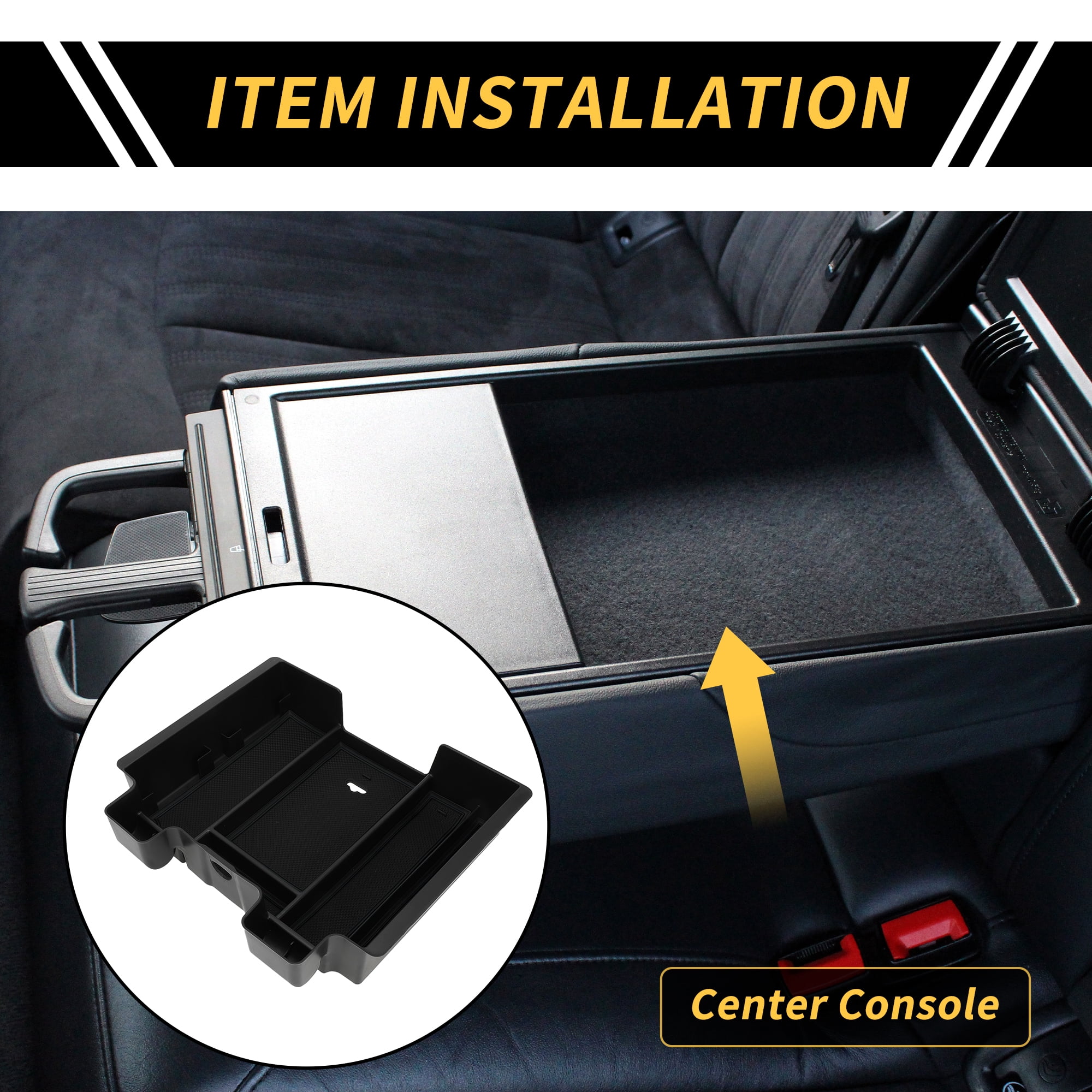 Unique Bargains Full Center Console Organizer Tray for Chevy Silverado for GMC Sierra 2500 3500 HD 2020-2023 Armrest Box Insert Tray Full Console w/Bucket Seats ONLY Plastic Black