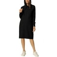 thumbnail image 2 of INSPIRE CHIC Womens' Casual Pullover Sweatshirt Long Sleeve Hoodie Midi Dress with Pockets S Black, 2 of 7