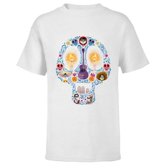 Disney PIXAR Coco Land of the Dead Silhouette - Short Sleeve T-Shirt for Kids - Customized-White
