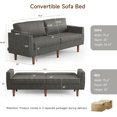 75" Faux Leather Sofa Bed, Convertible Futon Sofa Bed with Adjustable