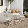 thumbnail image 3 of 3 Piece Patio Bistro Set of Foldable Round Table and Chairs, White Front Porch Outdoor Patio Furniture Table and Chairs Set, 3 of 6