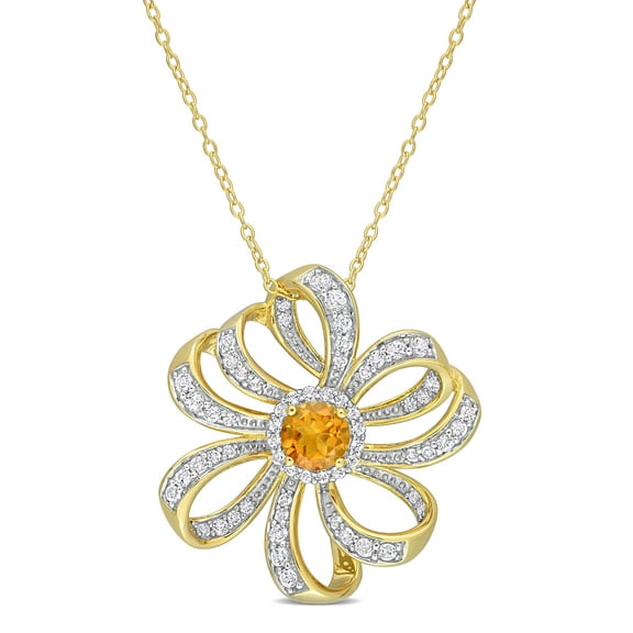 Everly Women's 2CT TGW Madeira Citrine and White Topaz 18k Yellow Gold Plated Pendant