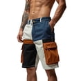 thumbnail image 3 of lcziwo Men's Shorts Outdoor Camping Cargo Shorts Multi Pockets Color Block Summer Beach Fishing Hiking Shorts Orange XXL, 3 of 4