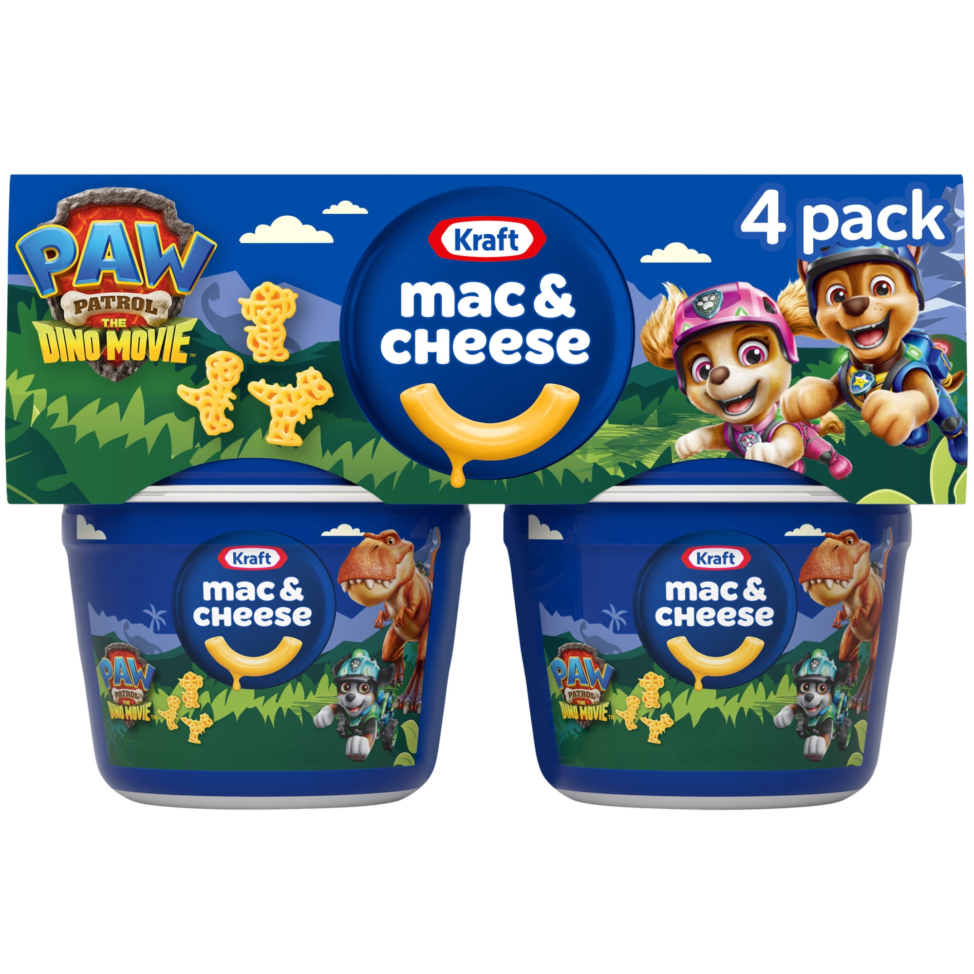 Kraft Nickelodeon Paw Patrol Mac and Cheese, 4 Cups, for Easy Dinner or Dinner Sides, Original Flavor, No Artificial Flavors, Preservatives or Dyes, 1.9 oz