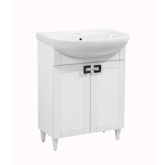 Modern Free standing Bathroom Vanity with Washbasin | Woodmix White Matte Collection | Non-Toxic Fire-Resistant MDF-28"-Olimpia Grey Matte 26"
