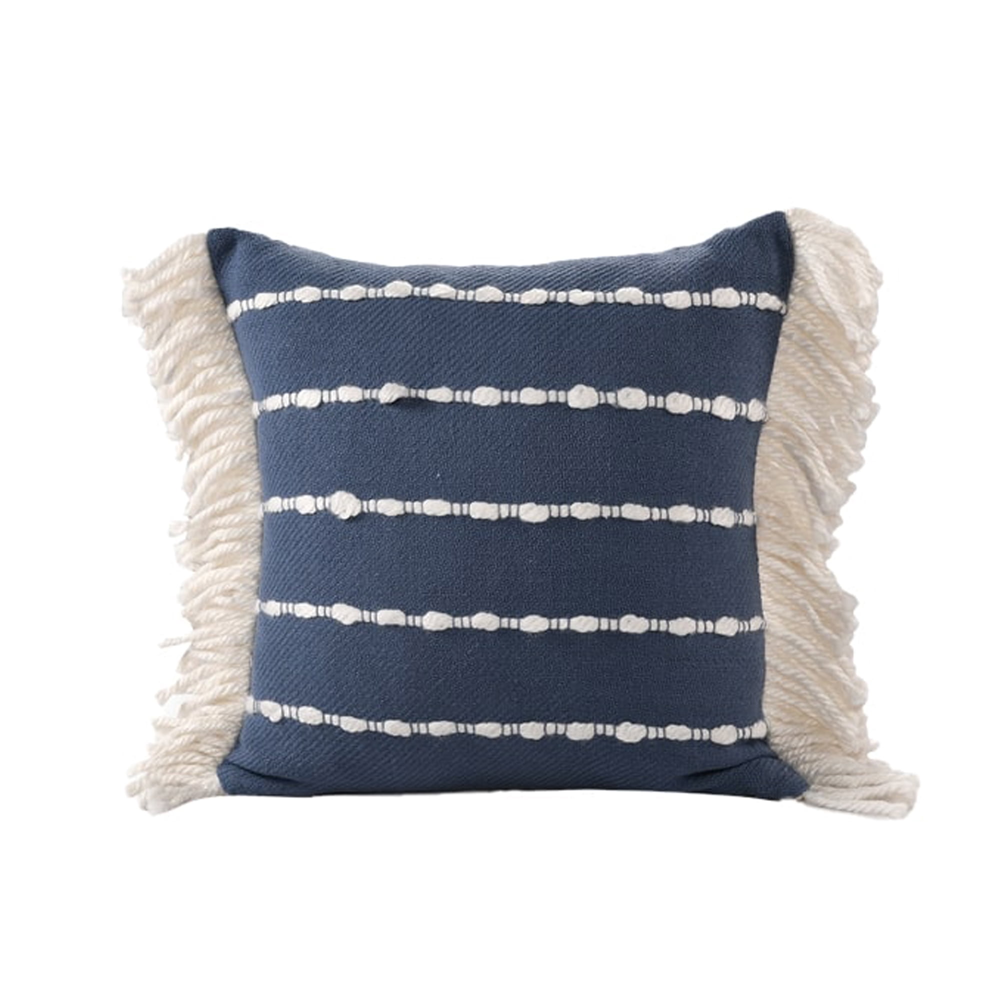Harlow Hill Eva 20" x 20" Navy/Ivory Striped Cotton Blend Adult Decorative Throw Pillow Cover