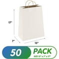 thumbnail image 2 of White Kraft Paper Bags with Handles Bulk, 13 x 7 x 17 Inch. Pack of 50 Kraft Paper Gift Bags with Handles. 150 GSM Kraft Bags with Handles. Paper Shopping Bags with Handles. Gift Bags, 2 of 8