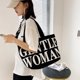 thumbnail image 3 of TRKIYQC Bolso de hombro grande para mujer, bolso de lona con estampado de letras a la moda con asas para el trabajo, viajes, universidad TRKIYQC  casual, 3 of 7