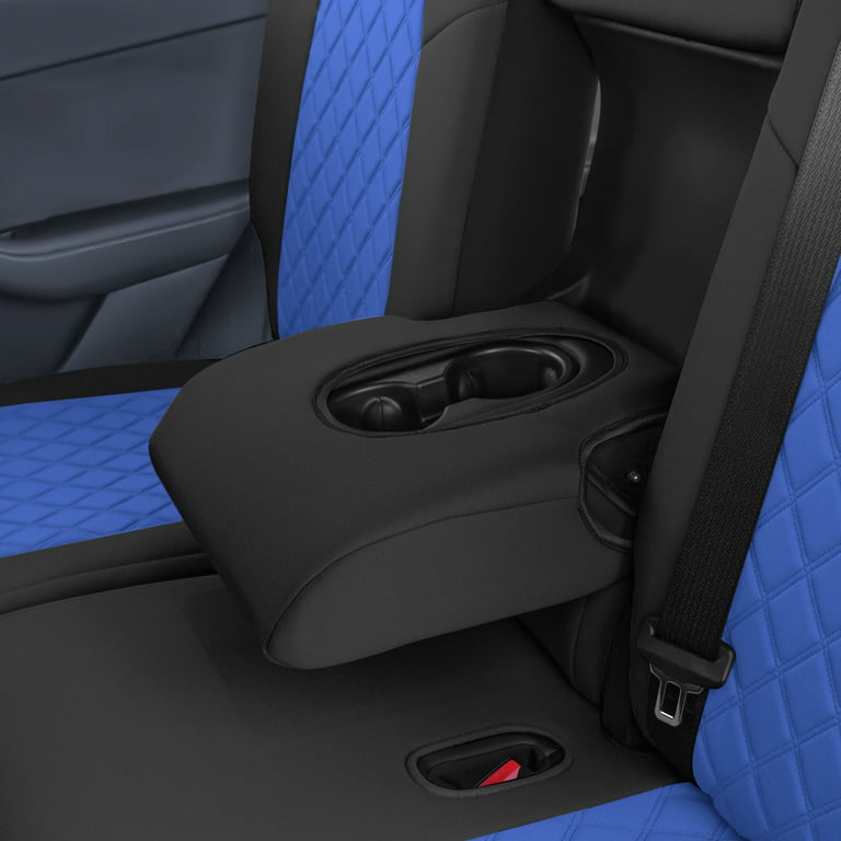 FH Group Custom Fit Neoprene Car Seat Cover for 2020-2024 Tesla Model Y, Blue Full Set Seat Covers with Air Freshener