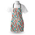thumbnail image 3 of Geometric Apron Mosaic Motif with Traditional Fractal Forms Grid Graphic Print, Unisex Kitchen Bib Apron with Adjustable Neck for Cooking Baking Gardening, Orange Turquoise Warm Taupe, by Ambesonne, 3 of 3