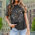 thumbnail image 2 of DHFJKG Graphic Tee For Women Short Sleeve T Shirt Floral Printed Round Neck Loose Fit Lightweight Summer Stylish Tops, 2 of 4