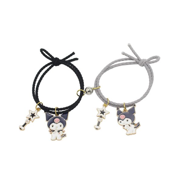 Pulsera de cuerda elástica para parejas, brazalete con dijes magnéticos, colgante de amistad, accesorios de joyería de moda, día de san valentín, 2 uds.