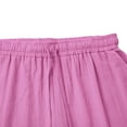 thumbnail image 5 of Women's Cotton Linen Elastic Waist Shorts with Drawstring and Side Pockets, Casual Solid Color Mid-Length Summer Shorts for Daily Wear, Lounge, and Outdoor Activities Hot Pink XXL, 5 of 8