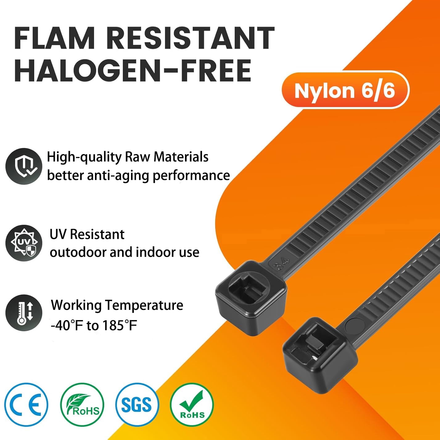 Phceily 100Pcs 14'' Black Zip Ties 120lb Heavy Duty Nylon Cable Ties UV Resistant Outdoor, Indoor