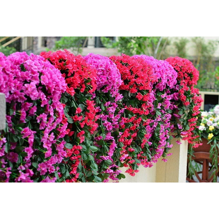 Artificial Plants & Flowers,Hanging Flowers Artificial Violet Flower Wall  Wisteria Basket Hanging Garland Vine Flowers Fake Silk Orchid 