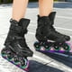 thumbnail image 2 of Pair Inline Skates Adult Men: Outdoor Skating Shoes - Beginners Roller Skates with Protective Gear & Rear Brake for Club Rink, Size 45-46, 2 of 5