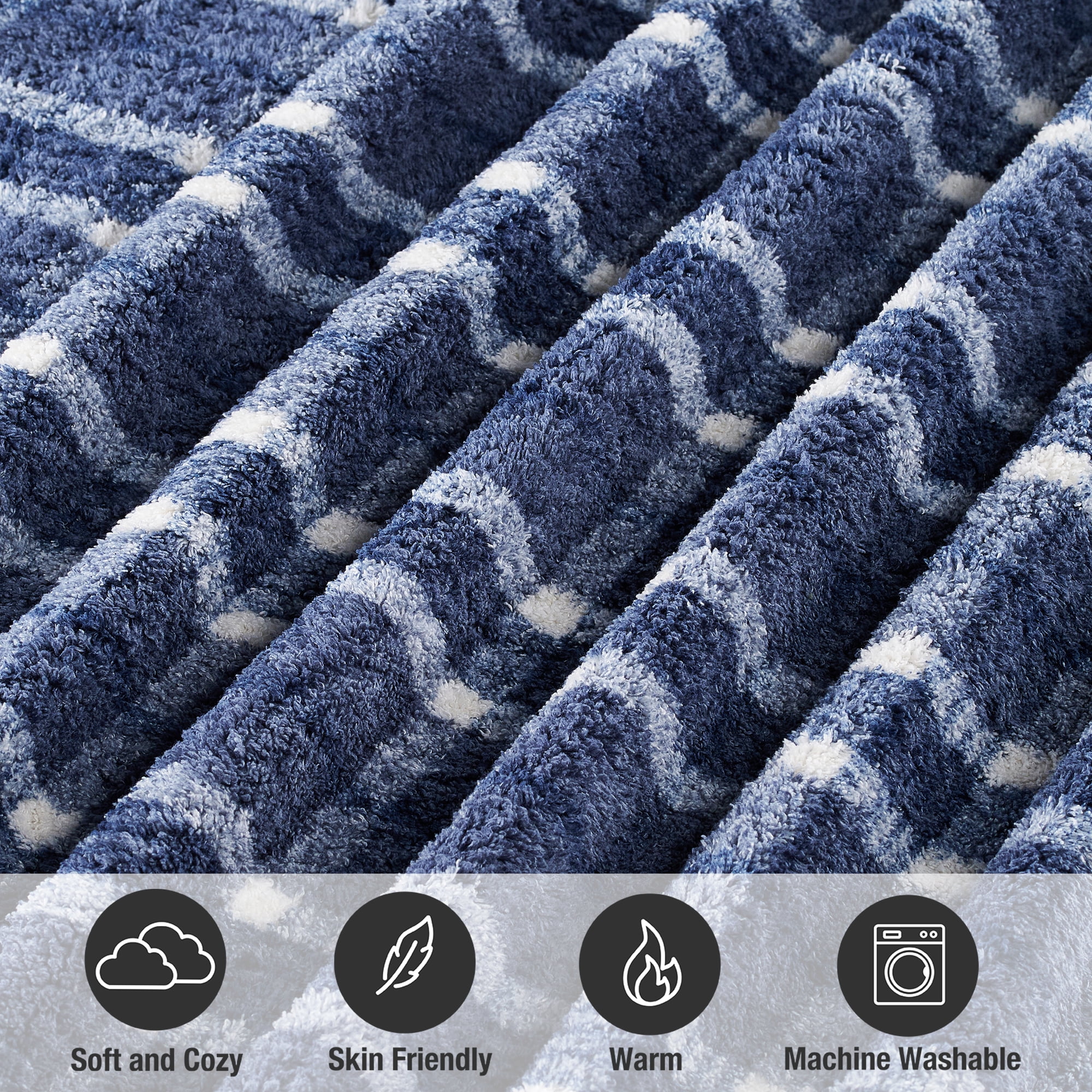 CBCHome Reversible Soft Sherpa Throw Blanket - Cute and Cozy Thick Throw for Couch, Warm Gifts for Women (Blue Plaid, 50" x60")