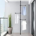 thumbnail image 7 of Adjustable Clothing Rack Laundry Tension Pole 3 Tiers Clothes Drying Hanger Stand Coat Tree DIY Floor to Ceiling Vertical Corner Garment Storage Organizer for Indoor, Balcony - Black, 7 of 7