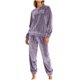 thumbnail image 2 of Conjunto de pijama de terciopelo grueso y cálido para mujer, con cuello redondo, estampado y pantalones de poliéster para invierno., 2 of 5