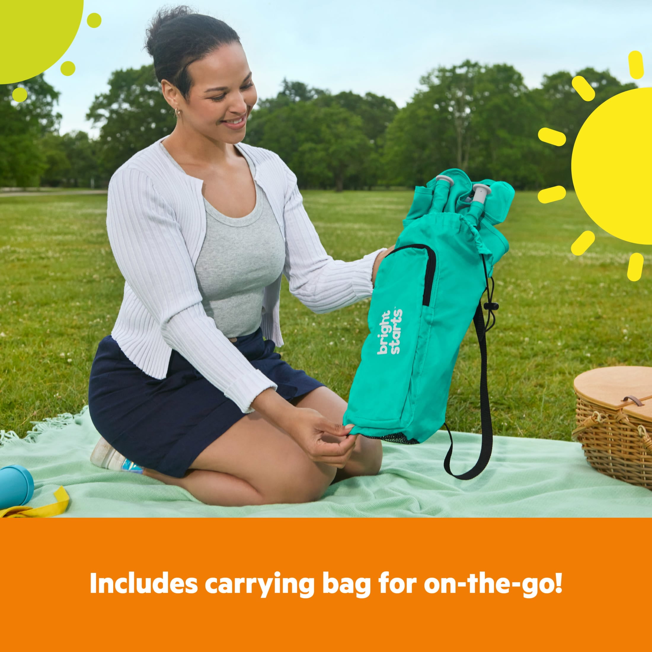 Bright Starts Pop 'N Sit Portable Baby Booster Seat, Teal, Infant to Toddler