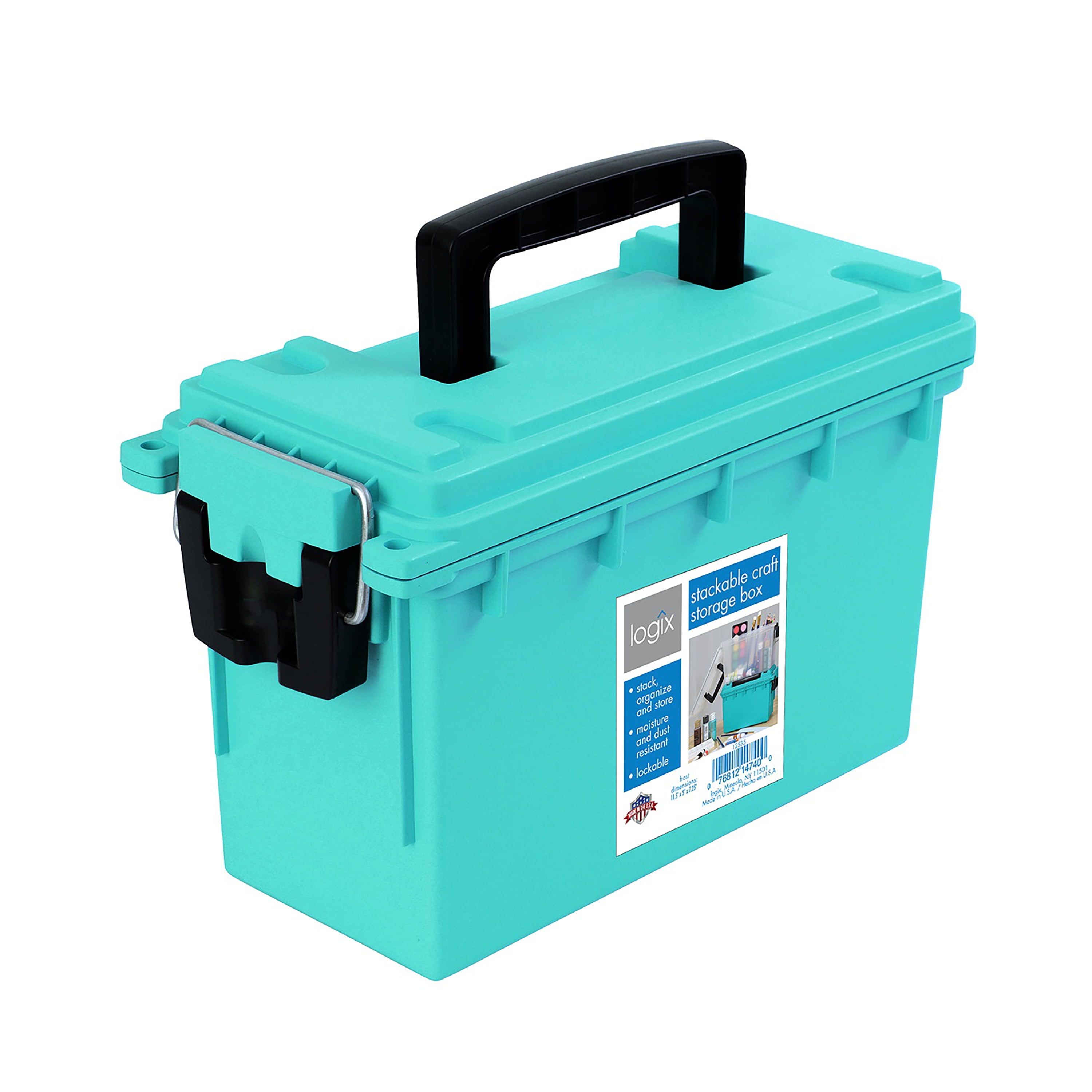 (4 pack) Logix Stackable Craft Storage Box, Teal