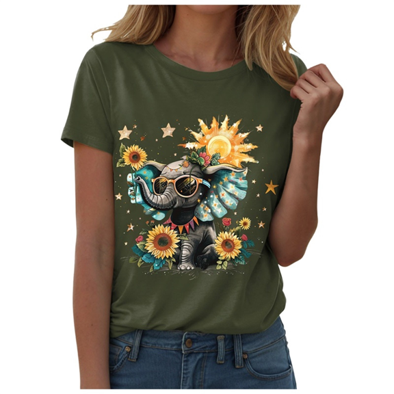 Fulorrnie T Shirts for Women Crew Neck Short Sleeve Cute Graphic Tees Top Summer Cap Loose Fit Stretchable Moisture Wicking Shirt AG XXL