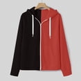 thumbnail image 4 of SMihono Mens Plush Tunic Drawstring Hoodie Sweatshirt Drop Shoulder Long Sleeve Vintage Contrast Color Block Pullover Hooded Tees Casual Outwear Comfy Party Dressy Kangaroo Pockets Tops Red 18, 4 of 6