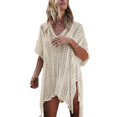 thumbnail image 2 of Ropa de playa BLESIY Crochet Beige Vestido de playa con cuello en V, 2 of 5