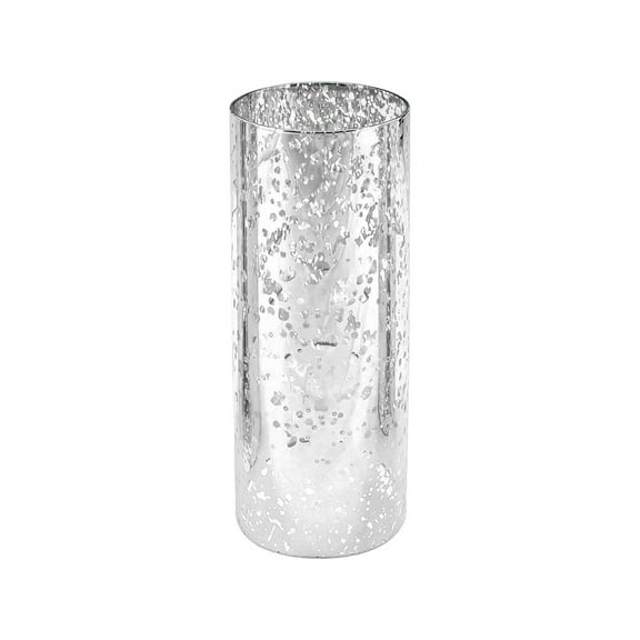WGV Silver Speckled Glass Hurricane Candle Shade Chimney Tube- 4" Wide x 10" Height, Good quality, Heavy Weighted Base - 1 Pc