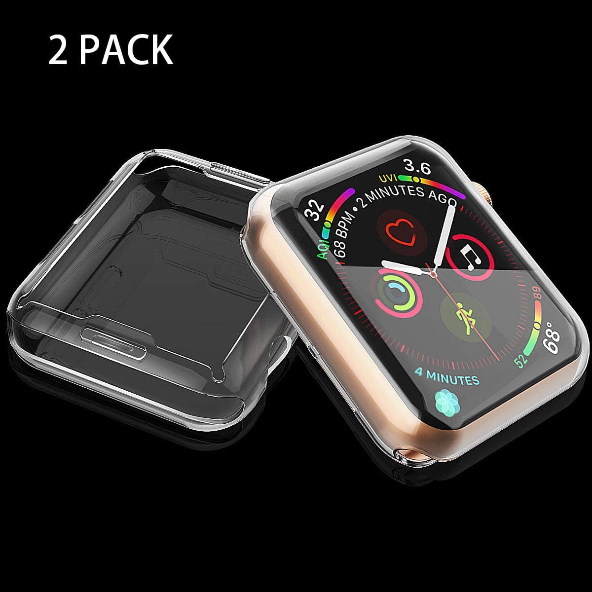 2 Pack 40mm Case for Apple Watch Series 6 SE Series 5 Series 4 Screen Protector Overall Protective Case TPU HD Ultra Thin Cover 1 Black 1 Transparent Walmart