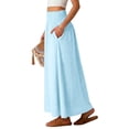 thumbnail image 6 of Tmtolofot Hollow Out Skirts for Women High Waisted Ruched Maxi Skirt Tummy Control Casual Long Skirts Fashion Trendy Outfits Spring Summer Beach Vacation Cover Ups Sun Dress|Blue|M, 6 of 7