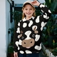 thumbnail image 2 of Uorisanigo Cow Print Girls Half Zip Pullover Sweatshirt Oversized Long Sleeve Pullover Top Outerwear No Hood Fashion Fall Spring Outfits Clothes Quarter Zipper Hoodies Athletic Tops, 2 of 7