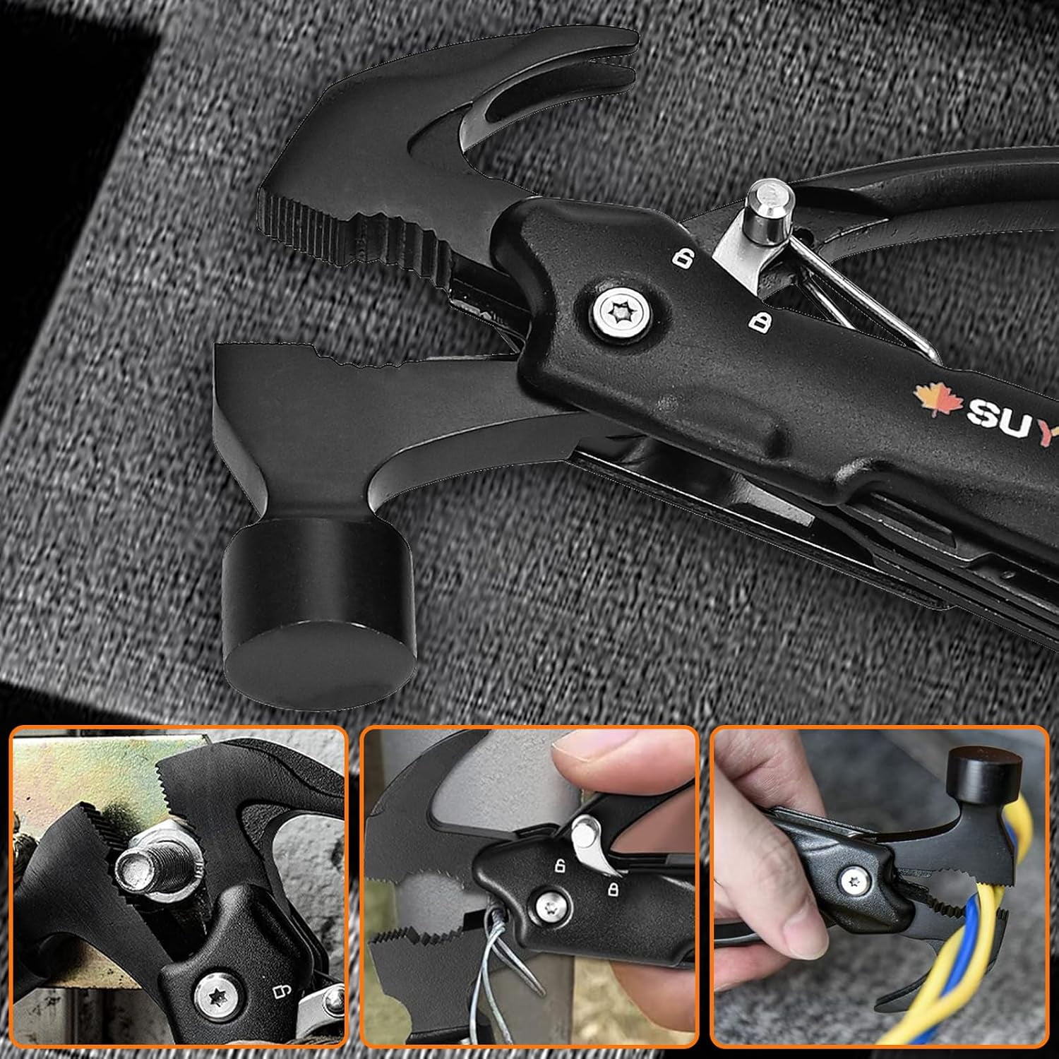 RGHJAR-Hammer Multitool Birthday Gifts for Men, 12 in 1 Hammer Multitool with Snowflake Multi-Tool Gifts for Men Camping Essentials, Gifts for Men,Stocking Stuffers Gifts for Adults Men
