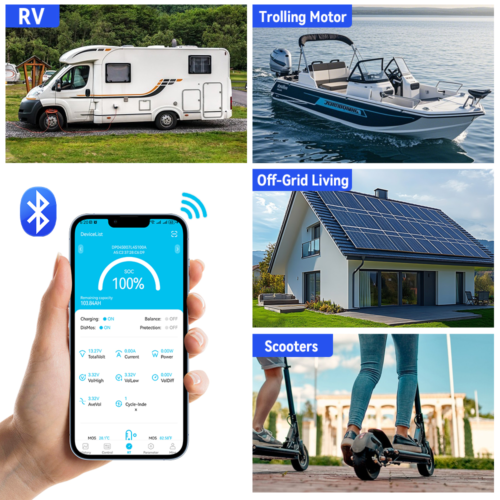 12V 100Ah Mini Lithium LiFePO4 Battery Bluetooth,for RVs,Solar,Marine,Boat,Trolling Motor,Camping,DEESPAEK Group 22NF Deep Cycle Batteries