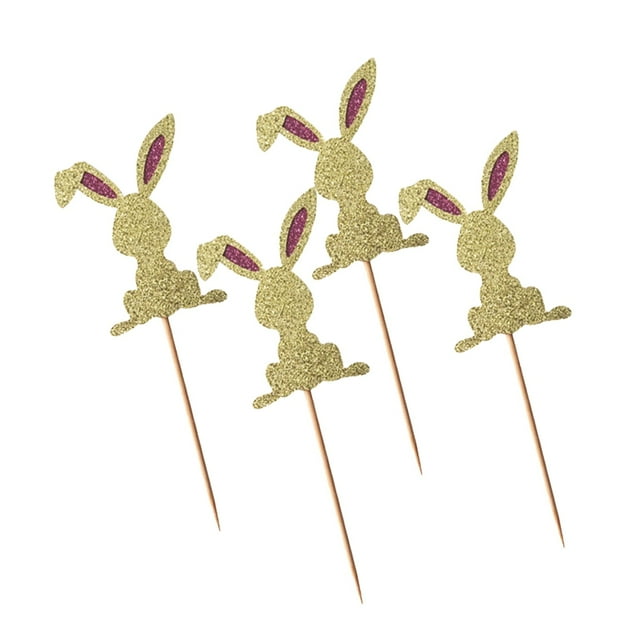 Cake Toppers Easter Cute Bunny Decorated Cupcake Insert Card Dessert Party