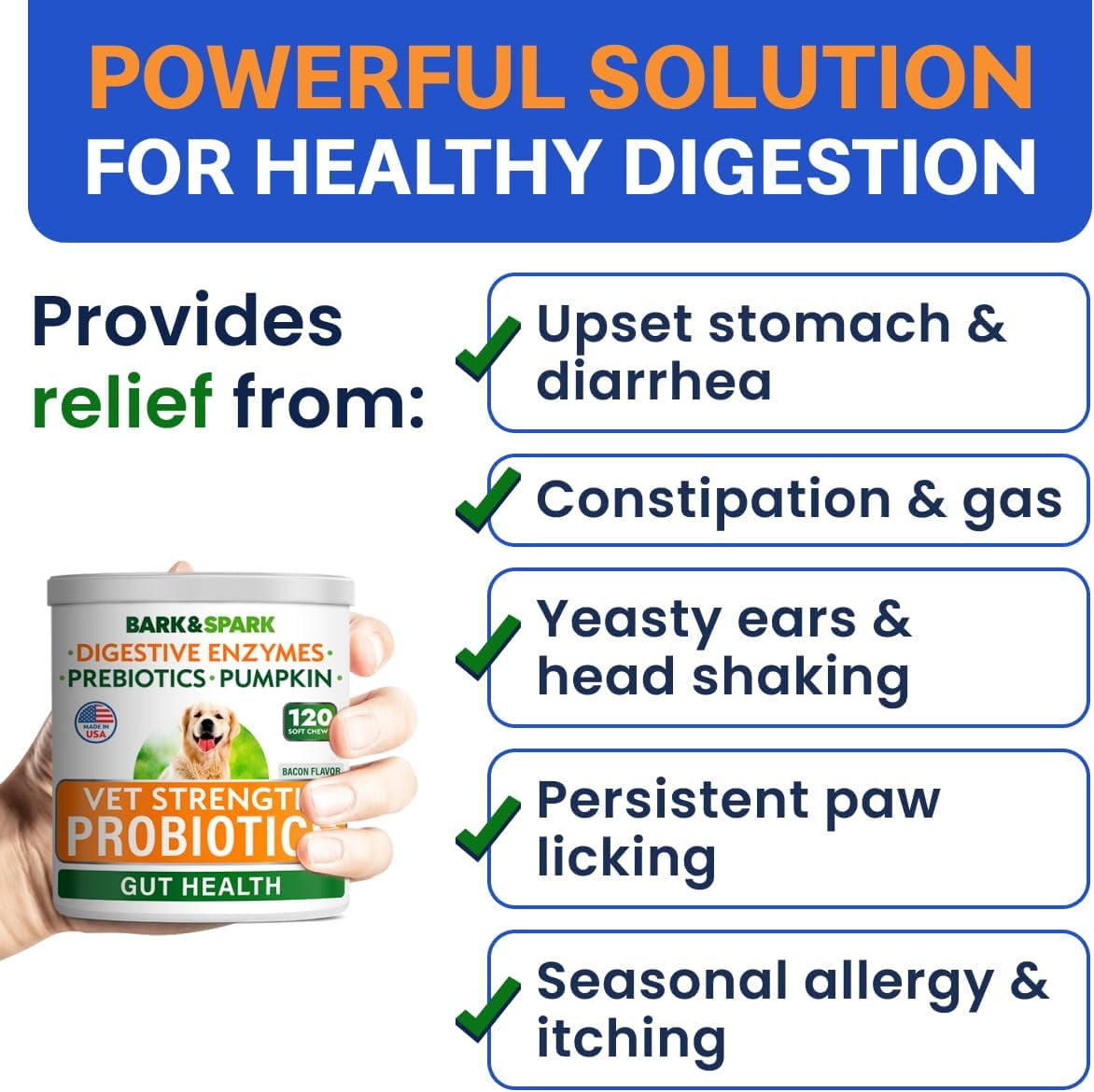 StrellaLab Probiotic Chews for Dogs - Digestive Enzymes, Pumpkin & Prebiotics - Diarrhea, Constipation & Allergy Relief - Soft Chews