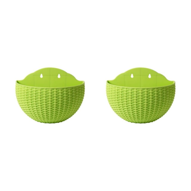 Transemion Stylish And Durable Plastic Flowerpot With Drainage ABS Wall Plastic Pot Flower Pot Widely Used Double-layer Structure Light Green 2Set