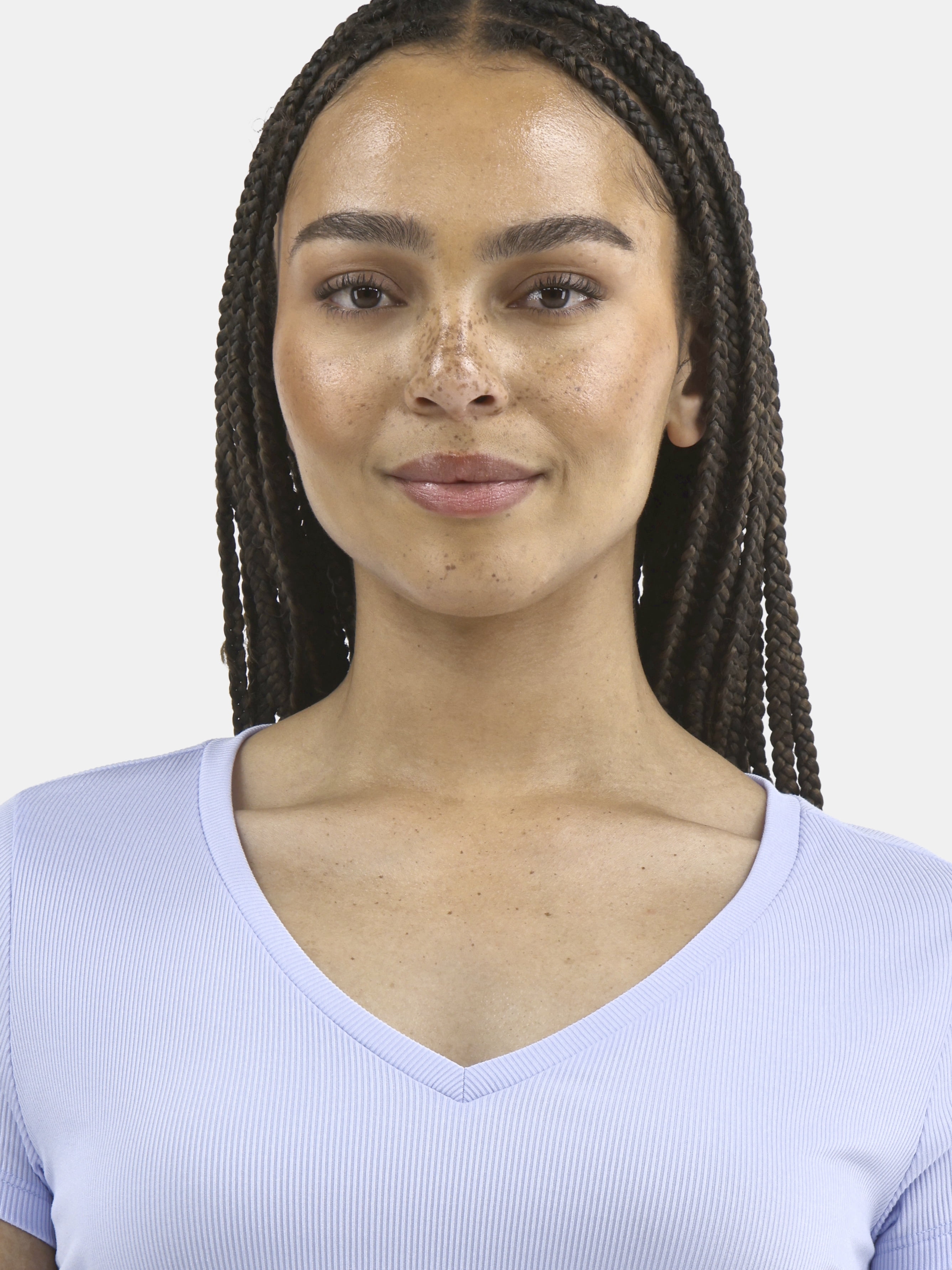 No Boundaries V-Neck Crop Rib Tee, Women's XXS-XXL