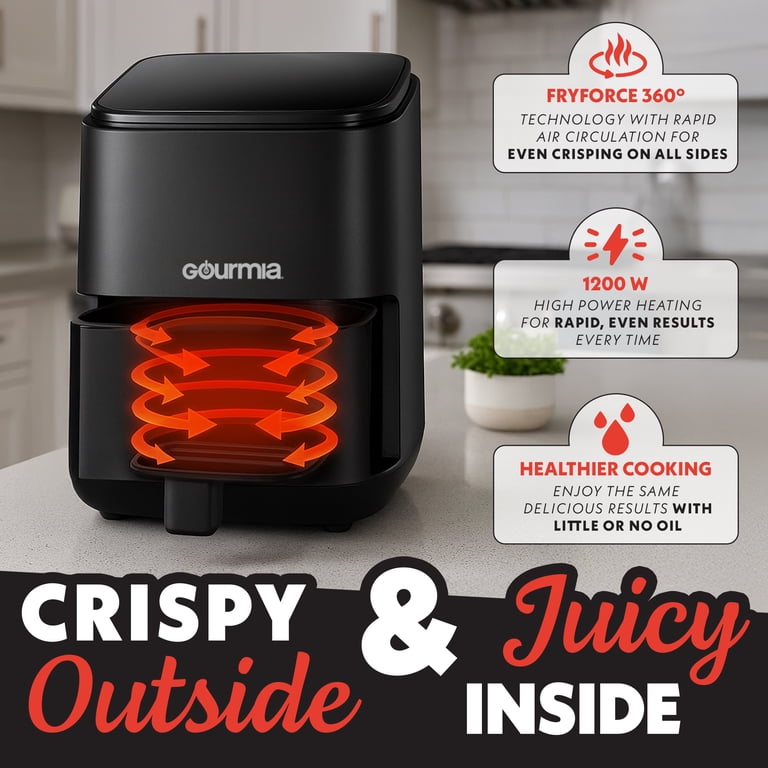 Gourmia 2qt AIR FRYER, Digital, 10 Presets & Fry Force 360
