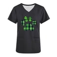 thumbnail image 4 of lcziwo Womens Happy St. Patrick's Day Scrub Tops Short Sleeve Shamrock Graphic Tees Nurse Uniform T Shirt with Pocket Black L, 4 of 7