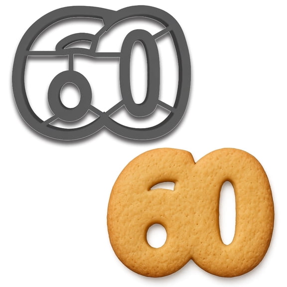 Number 60 Cookie Cutter (3x4") - Made in USA by Mighty Gadget - Perfect for 60th Birthdays and Anniversaries (Random Color)