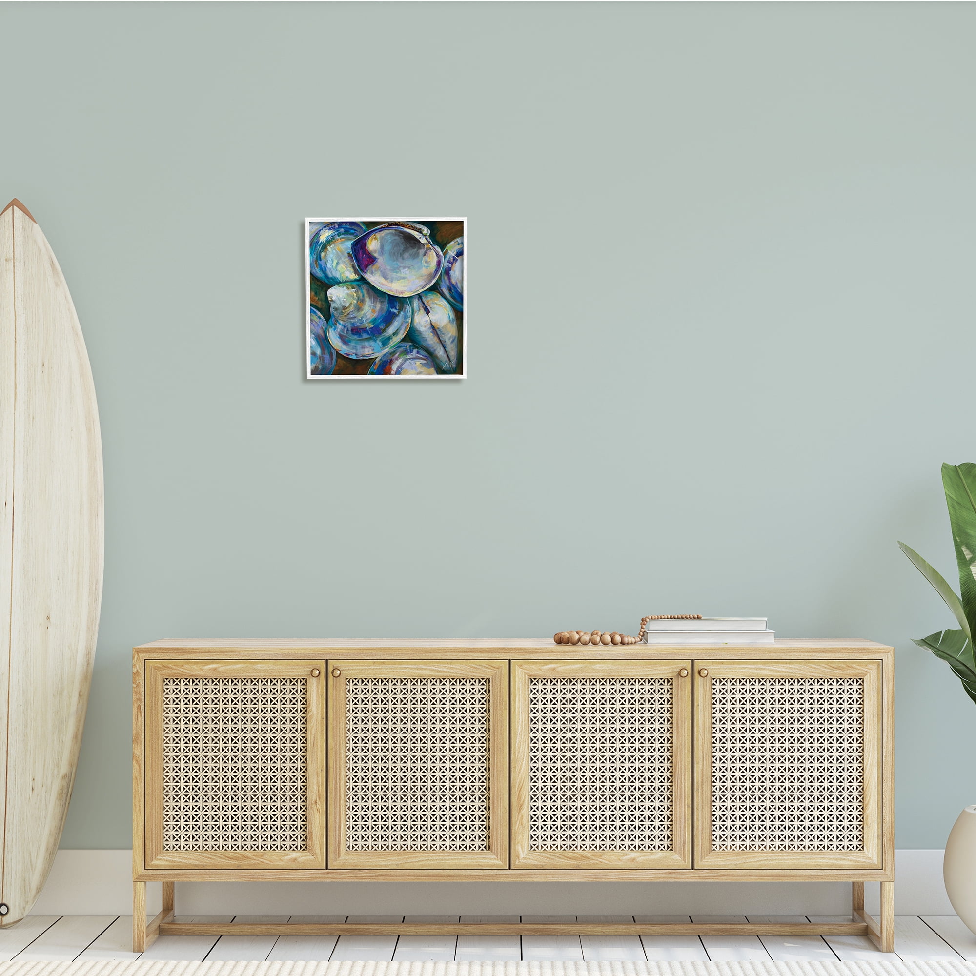 Stupell Industries Modern Clam Shells Coastal Invertebrate Seashell Expressive Painting, 17 x 17, Design by Jeanette Vertentes