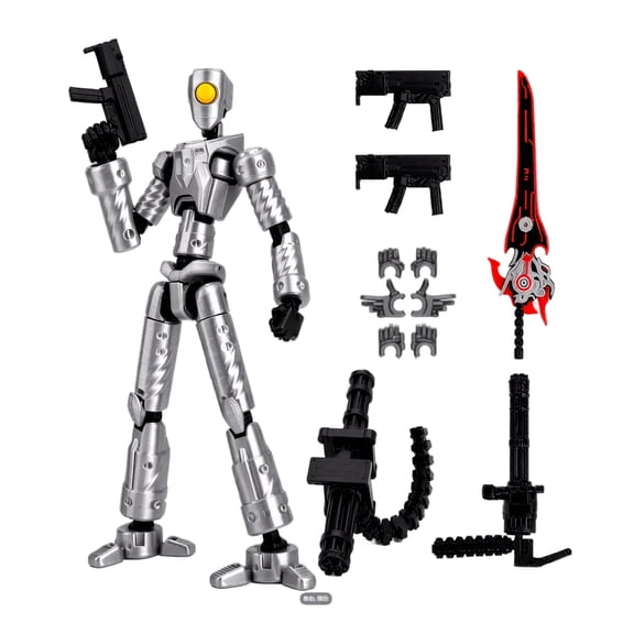 3D Printed Robot 13 Upgraded Tight Joints Action Figures | Fully Articulated Already Assembled Flexible Multi Joints, Assorted Weapon Accessories
