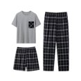 thumbnail image 1 of Men Plaid Print Tee & Pants & Shorts PJ Set, 1 of 5