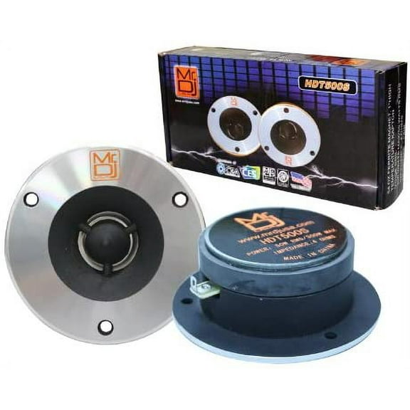 Mr. Dj HDT500S 600W Pair Slim 4-Inch Titanium Bullet High Compression Tweeter  for Car, Van, ATV, UTV, Marine, Boat, Motorcycle, Motorsports, and Competition