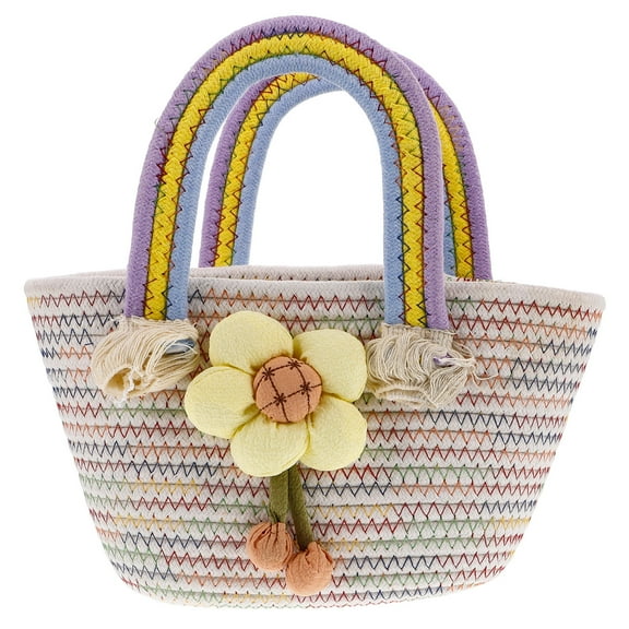 Moluckfu Mini Bag Handbag Multi Color Woven Cotton Rope For Women Travel And Outdoor Activities 1Pack