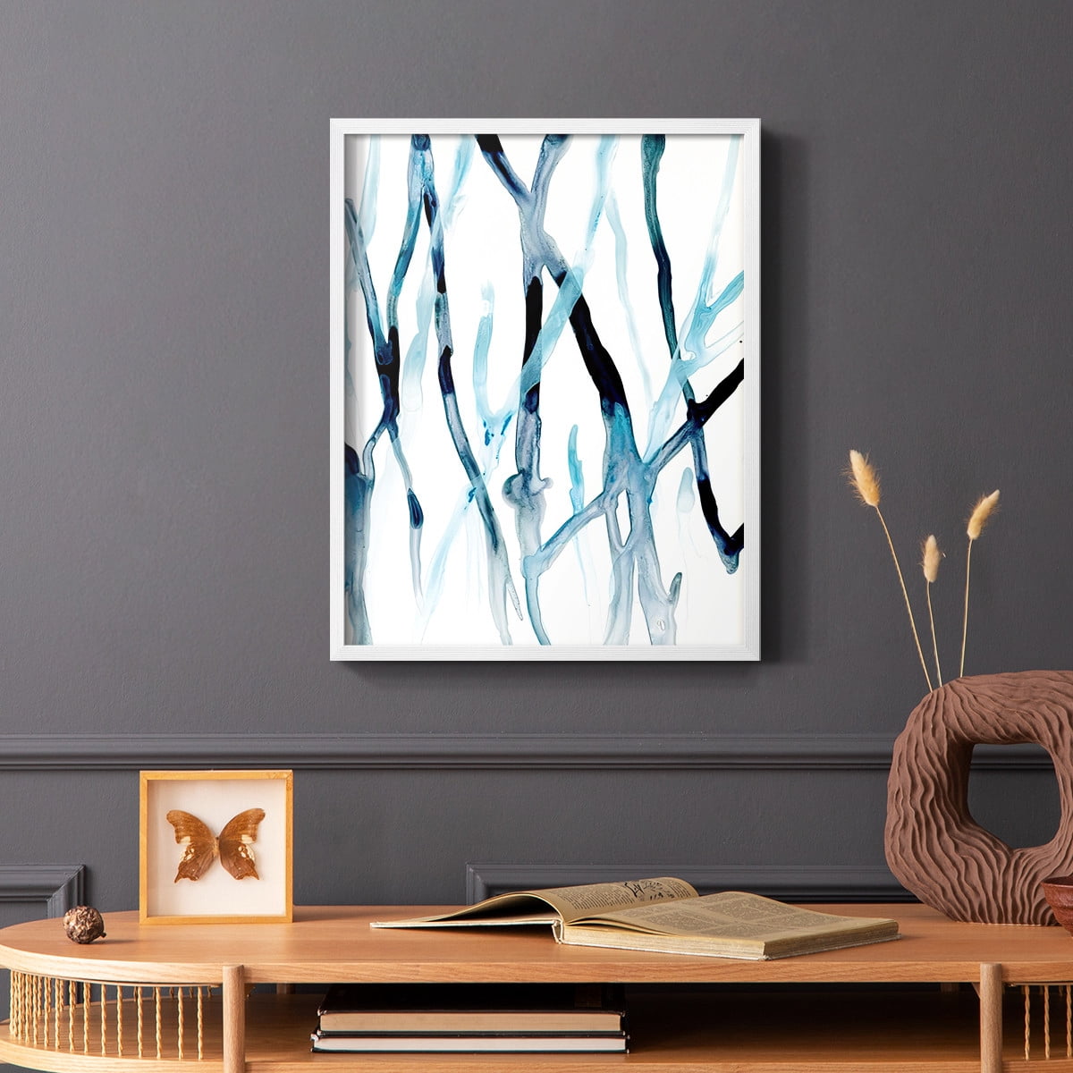 Runnel II Framed Print in White Solid Wood Framed Print No Nail Hanging