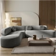 thumbnail image 2 of Extra Large Curved Sectional Sofa, 122" Wide Chenille Fabric Couch with High Resilience Foam, Round Pillows, Grey for Comfortable Living, 2 of 6